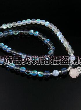 925银粉晶蓝光手串