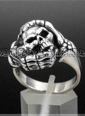 饰品925银复古风骷髅男士尾戒