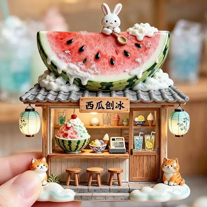 【西瓜冰店】可爱治愈兔子树脂3冰箱贴