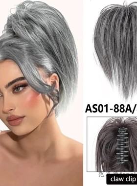 Hair Bun瀑布半扎马尾假发女抓夹式辣妹喷泉高马尾蓬松短马尾辫子