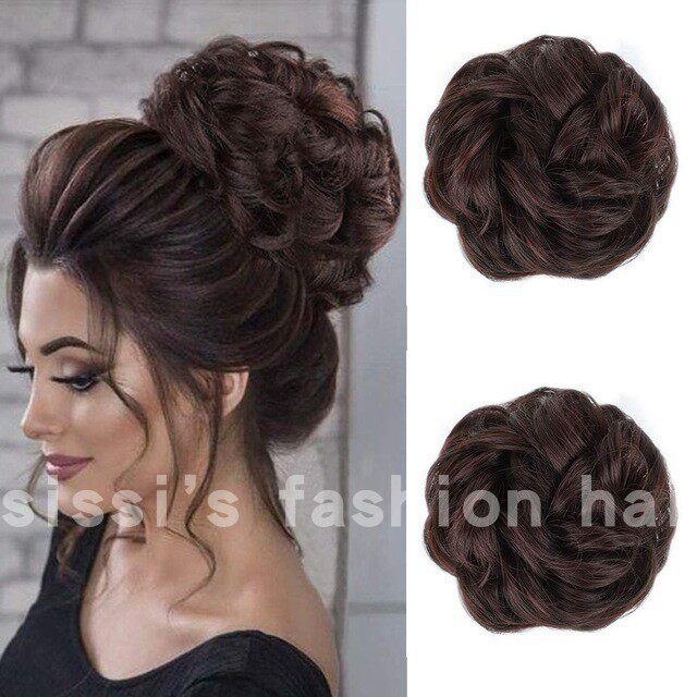 Messy curly wavy extensions hair bun波浪卷蓬蓬发苞 hair ring