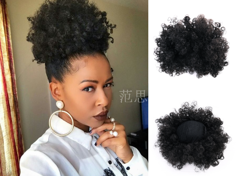 假发hiphop嘻哈小卷玉米烫黑人in嘻哈欧美花苞丸子头afrobunpuff