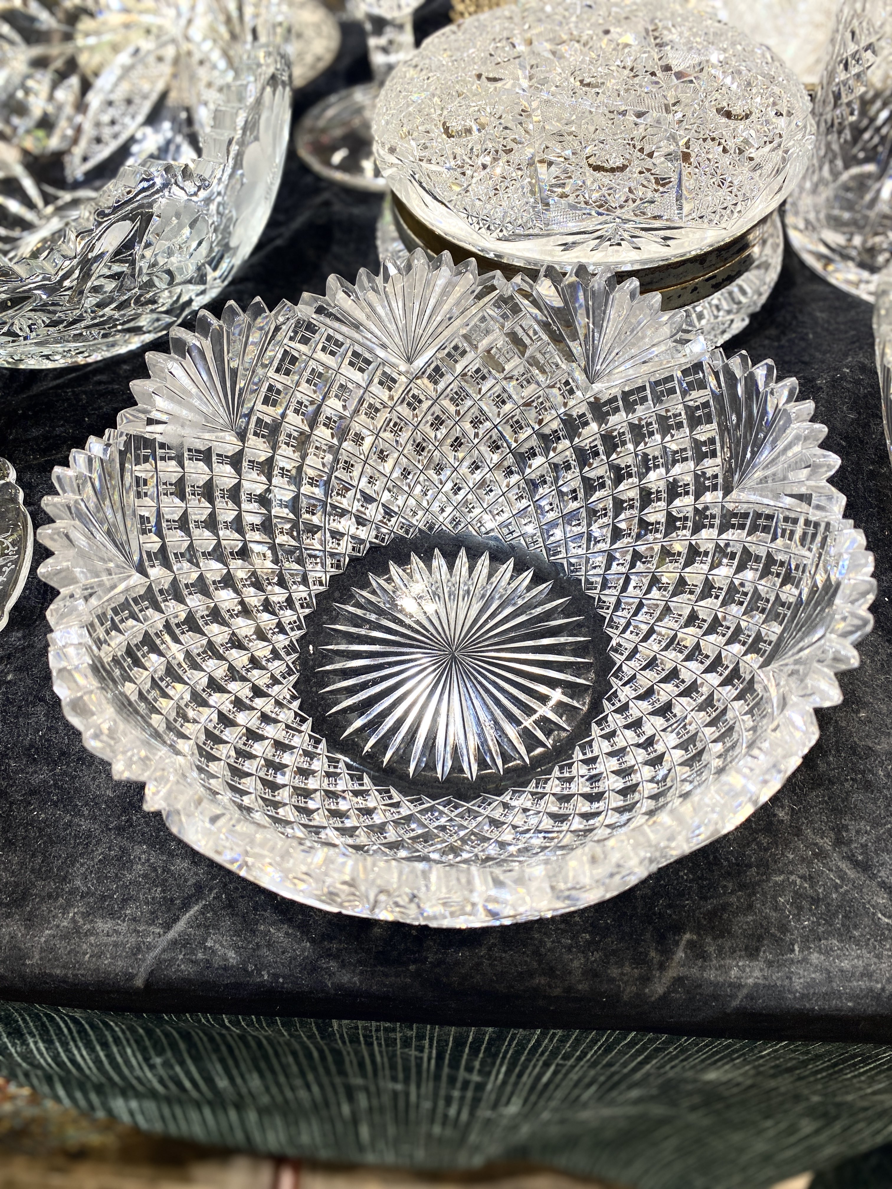 美辉满工切割钻石水晶果碗