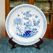 盘子ins宫廷风手绘meissen蓝洋葱陶瓷装 小奢华中古摆件 饰墙挂欧式