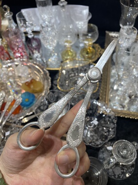 通体纯银 伦敦925银中古葡萄剪刀