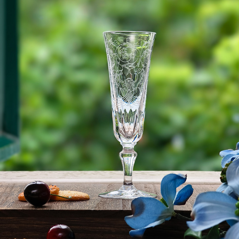 酒杯ins宫廷风复古高颜值巴卡拉水晶蚀刻小精致奢华家用香槟杯