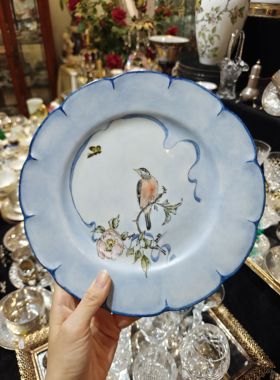 法国哈维兰德手绘花鸟赏盘