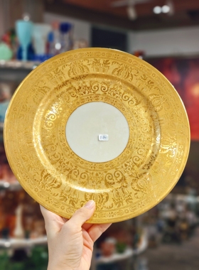 法国利摩日立体蚀刻鎏金大盘