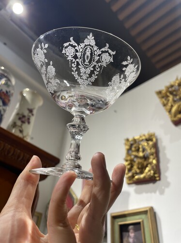 新品剑桥蚀刻切洛基玫瑰鸡尾酒杯