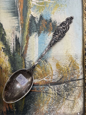 20.7克满花浮雕纯银勺美国925银折后