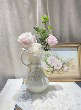 新品推荐伯利克玫瑰绿叶浮雕陶瓷冷水壶