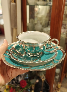 纯银包银复古茶杯三件套