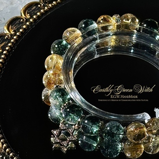 「丰财聚宝」天使祝福系列天然水晶手串 绿幽灵黄水晶手串手链