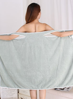 浴裙可穿可裹加厚珊瑚绒速干不掉毛掉色吊带性感网红浴裙