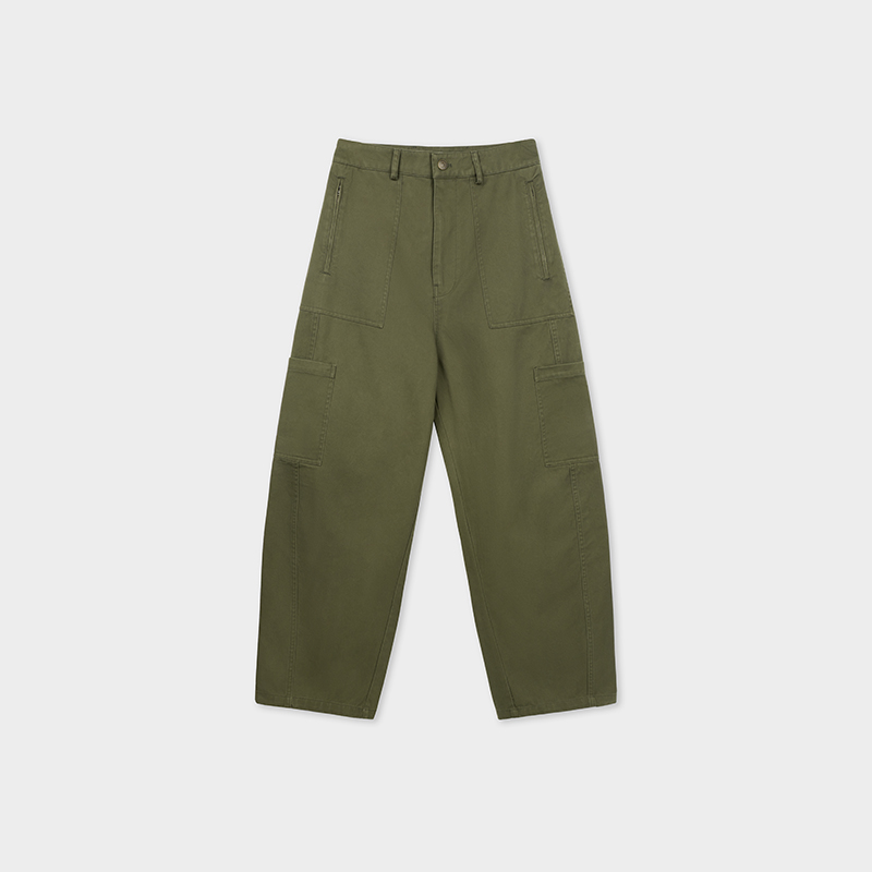 Miss couleur复古高街多口袋军绿色工装裤宽松休闲裤子MC035