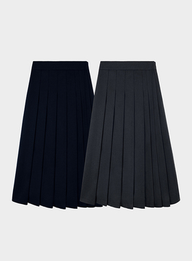 Miss couleur复古学院风百褶高腰半身长裙遮跨A字裙MC025