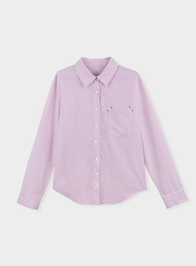 Miss couleur设计感双口袋时尚休闲衬衣宽松通勤粉色衬衫MC016