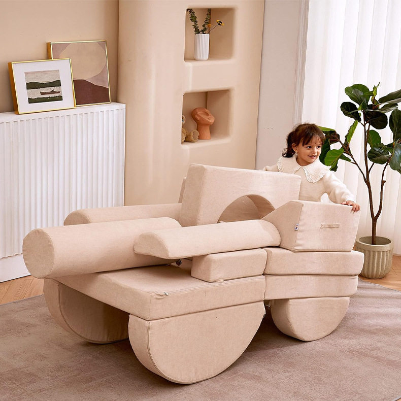 可定制儿童沙发组合游戏积木沙发垫子可折叠皮革面免洗爬行沙发床