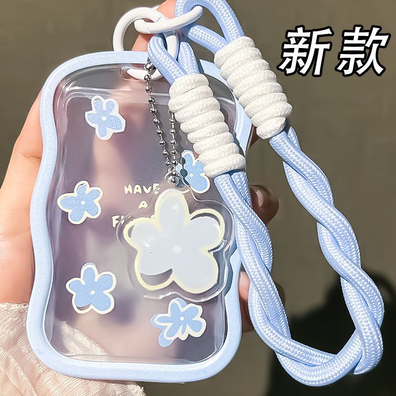 ins小花透明门禁卡套公交卡学生饭卡身份证地铁卡校园卡保护套软