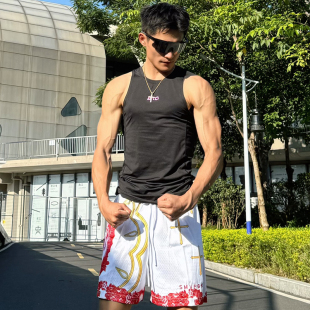 bkcxzice显壮肌肉健身背心男紧身跑步足球训练服无袖篮球运动t恤