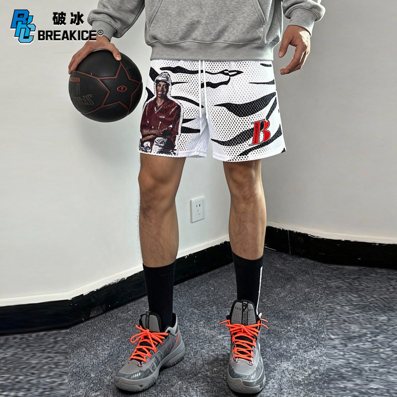 bkcxzice正品斑马条纹美式复古四分短裤男篮球球裤夏季宽松运动裤