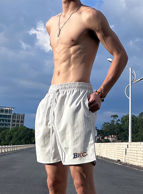 bkc破冰美式短裤休闲四分裤男夏季透气篮球跑步训练运动白色短裤