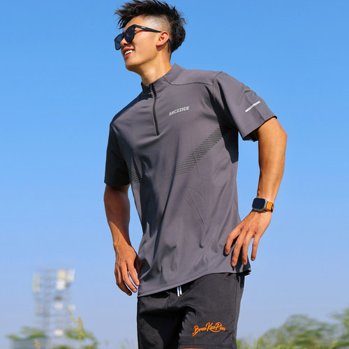 破冰反光条半拉链骑行服速干短袖