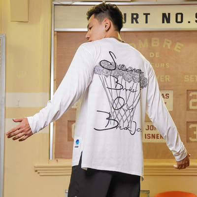 bkcxzice玫瑰美式篮球长袖训练投篮服冬季新款健身运动T恤卫衣男