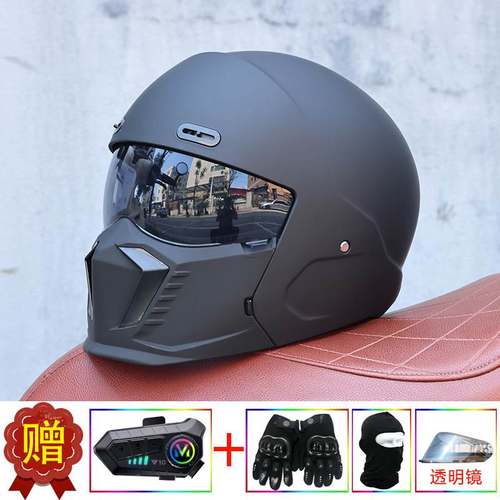 Orz3C认证蝎子头盔摩托车多功能复古组合全盔男女机车蓝牙槽3/4盔
