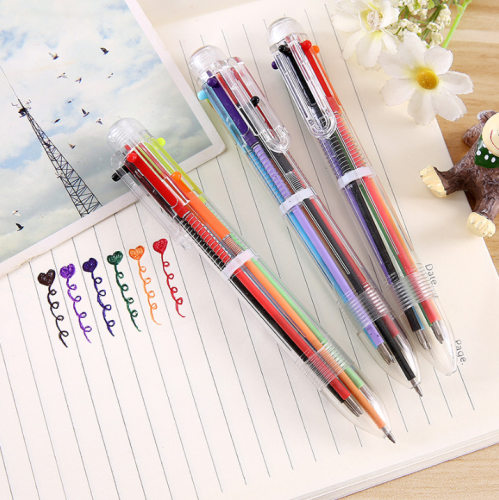 6色按动圆珠笔学生办公奖品