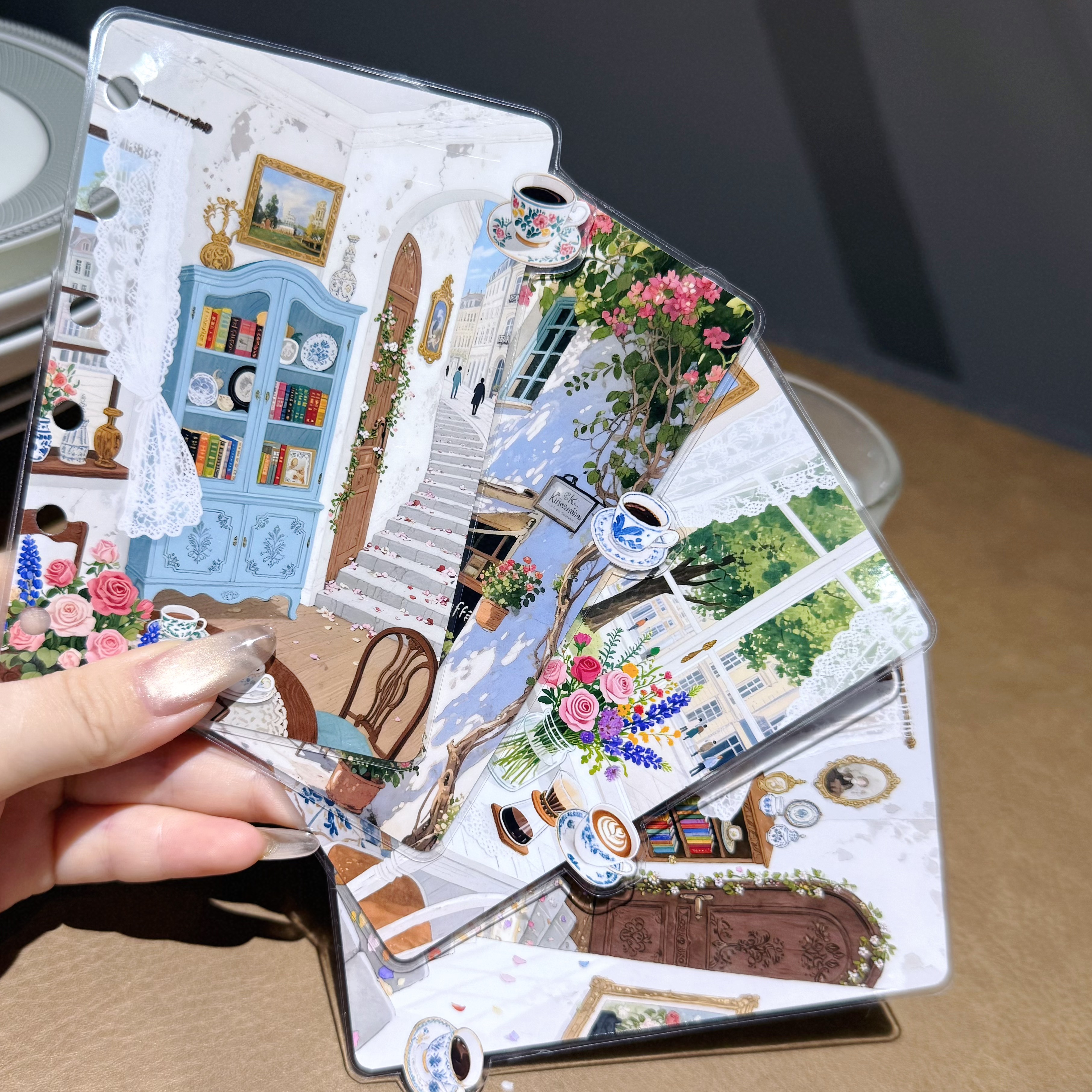 淡彩风下午茶A5slimA6A7简约风咖啡奇葩手工塑封M5分隔页索引