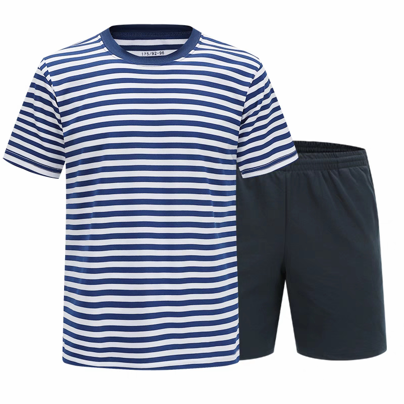 海魂衫短袖体能训练服男夏体能服短袖蓝白条纹圆领水手衫上衣T恤