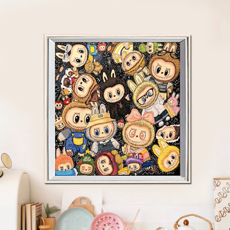 新款泡泡玛特2026满钻5d钻石画手工diy粘贴画卡通儿童房间装饰画
