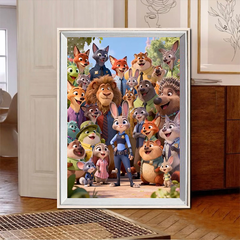 疯狂动物城全家福 钻石画满钻2025新款贴画卡通动漫手工diy粘贴闪