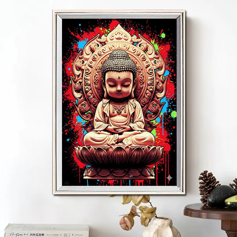 宝宝佛2026新款钻石画手工5d粘钻画客厅十字绣集财纳福禅意装饰画