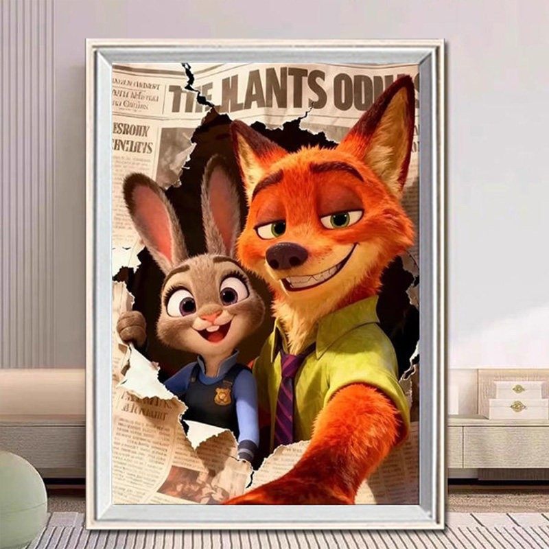 疯狂动物城55钻石画满钻2026新款贴画卡通动漫手工diy粘贴闪钻砖