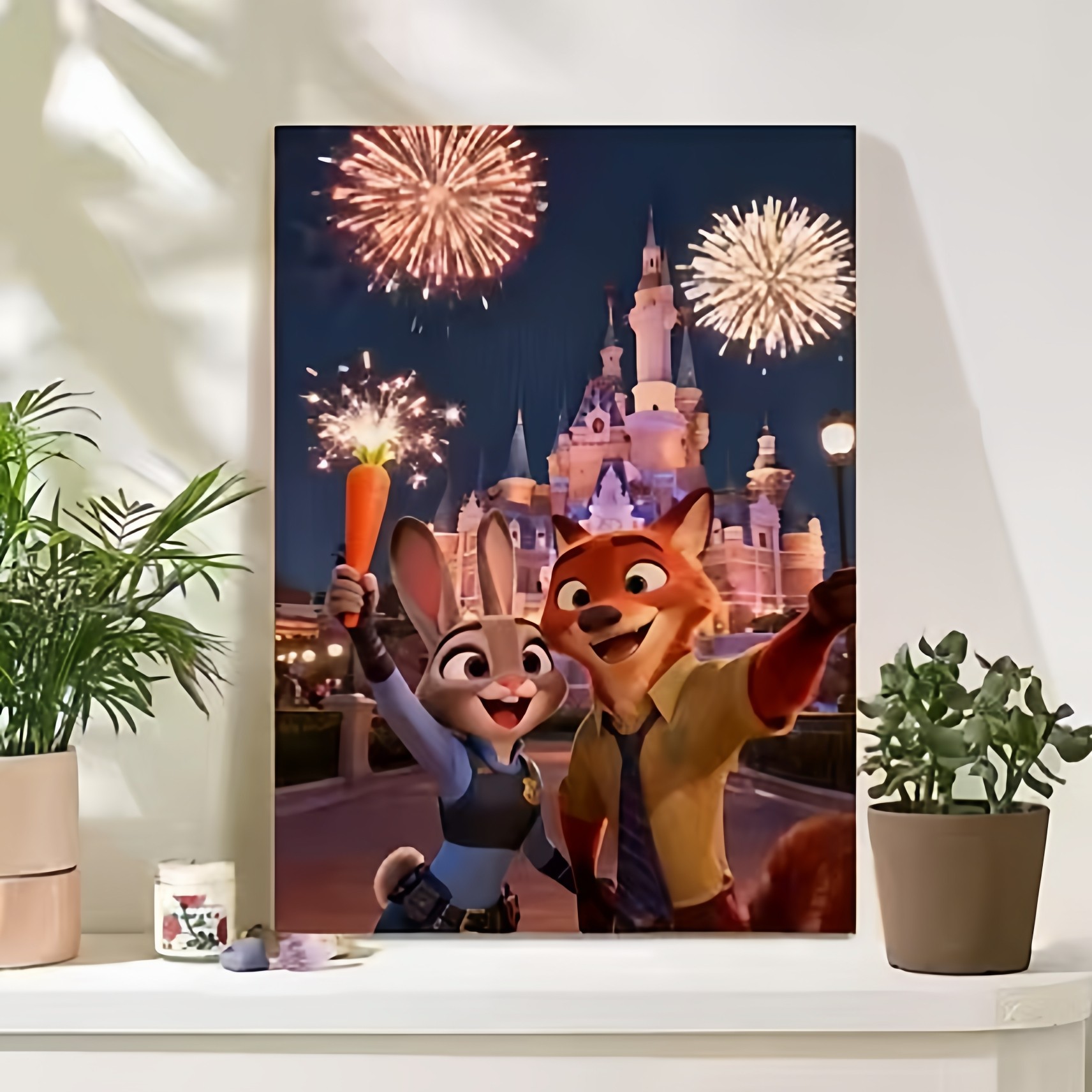 钻石画卡通疯狂动物城新款满钻浪漫烟花客厅卧室十字绣尼克与朱迪