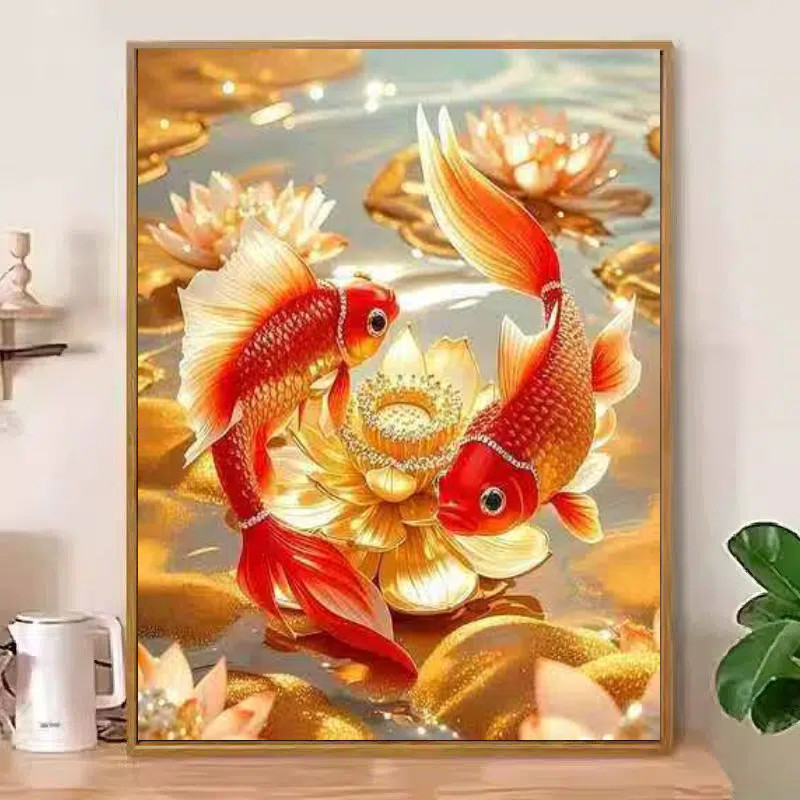 锦鲤跃龙门2026年新款钻石画手工贴钻画考研生日礼物diy成人满钻,居家布艺,钻石绣,淘宝优惠券,粉丝福利购,淘宝优惠卷