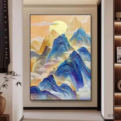 千里江山图带框5d钻石画满钻