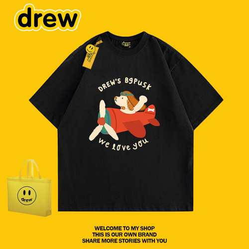 drew卡通小狗纯棉宽松短袖T恤