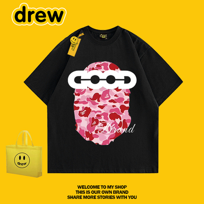 drew潮牌GOOD迷彩短袖情侣T恤