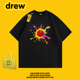 涂鸦风手绘番茄印花短袖 Drew 美式 纯棉T恤男女宽松百搭情侣上衣
