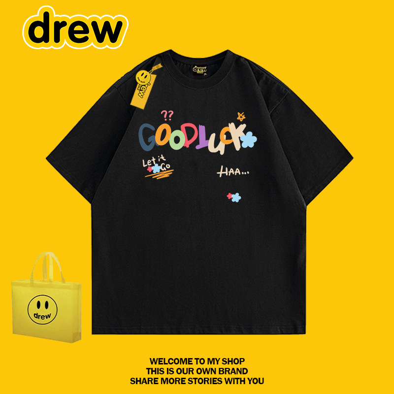 drew美式涂鸦字母宽松短袖T恤图片