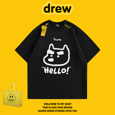 DREW情侣百搭国潮重磅纯棉T恤