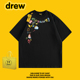 Drew 宽松百搭黑色潮牌 纯棉T恤男女情侣装 美式 涂鸦风短袖