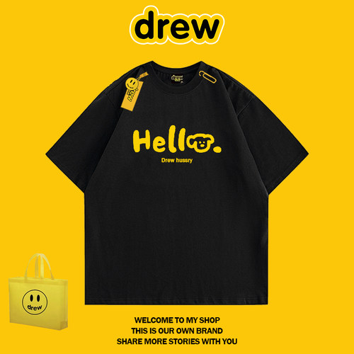 DREW笑脸印花纯棉重磅短袖T恤