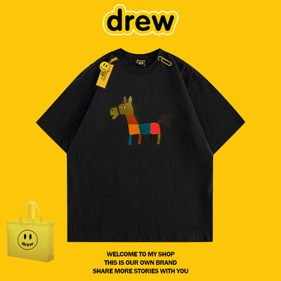 DREW彩色小马印花宽松纯棉短袖