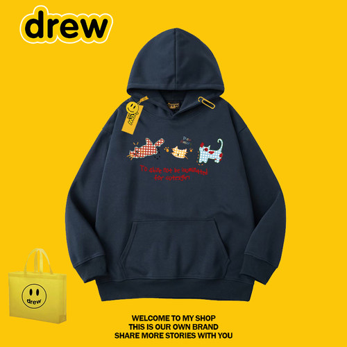 DREW美式潮牌卡通印花连帽卫衣