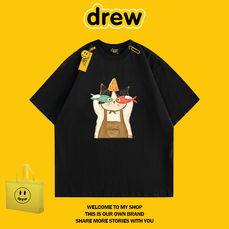 DREWHUSSRY猫咪印花情侣上衣图片