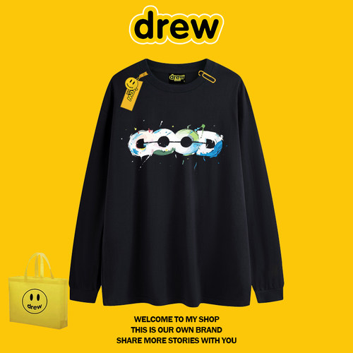drew潮牌GOOD字母长袖情侣T恤